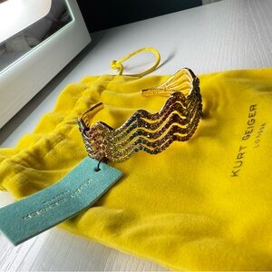 Kurt Geiger Gold Rainbow Wave Crystal Cuff